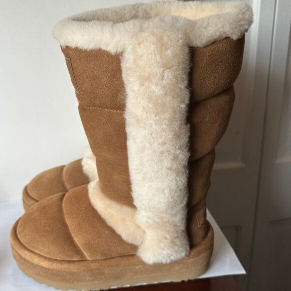 NEW $280 UGG CLASSIC CHILLAPEAK TALL CHESTNUT SUEDE WOMEN'S BOOTS SIZE 7 - Picture 3 of 6